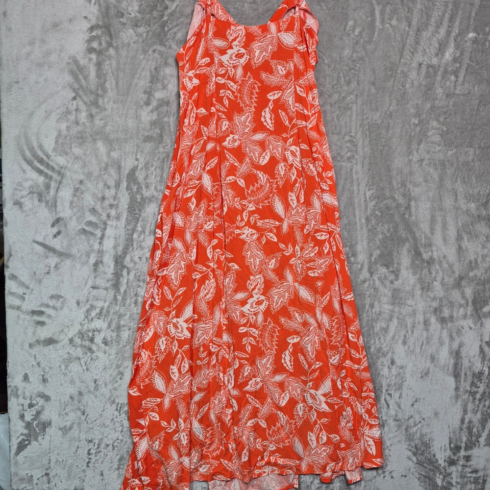 Xhilaration Orange Floral Beaded V-Neck Maxi Dress Double Slit Womens 1X - Picture 2 of 8
